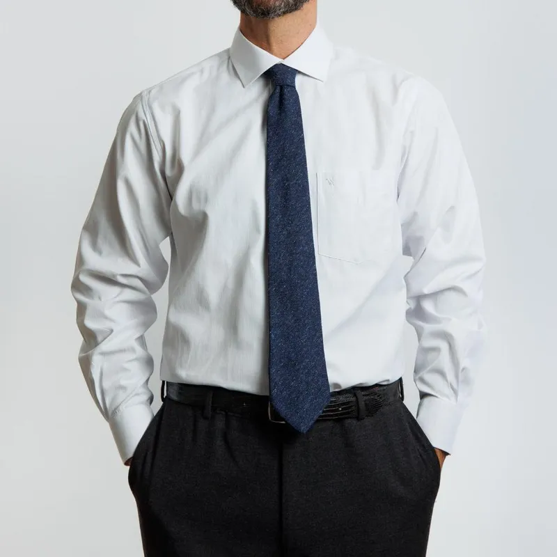 VANDINE - Camisa  Etiqueta Roja Texturada Espiga Blanca I24-13 - Blanco