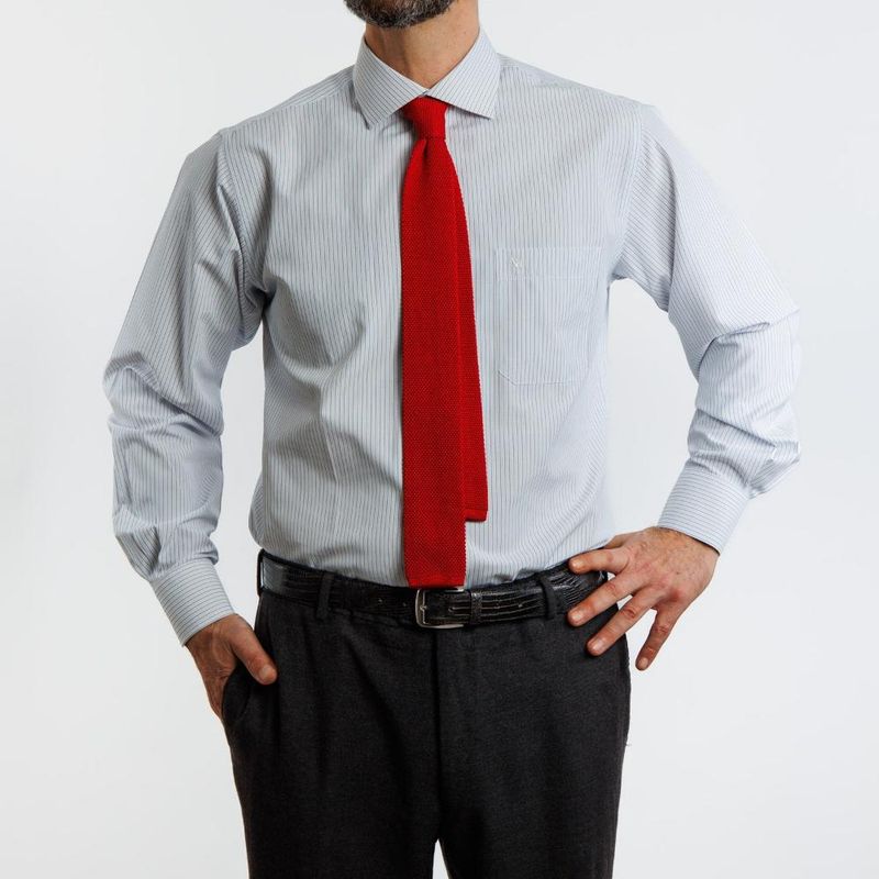 VANDINE - Camisa  Etiqueta Roja con Líneas azules I24-13 - Azul
