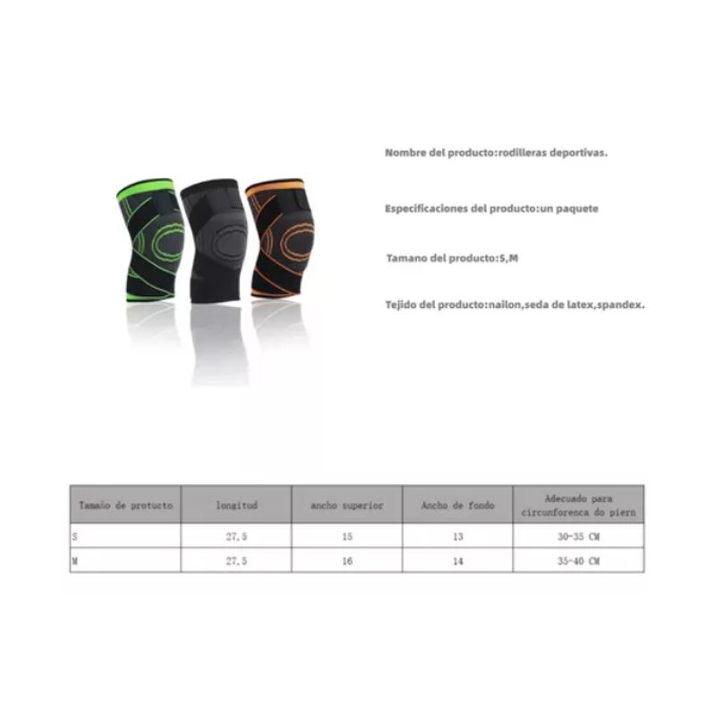 GENERICO - Un Par Rodillera Elastica Compresion Gym Correr Deportes Verde