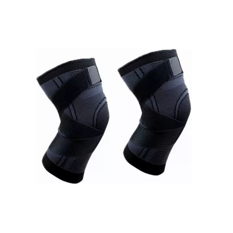 GENERICO - Un Par Rodillera Elastica Compresion Gym Correr Deportes Negro