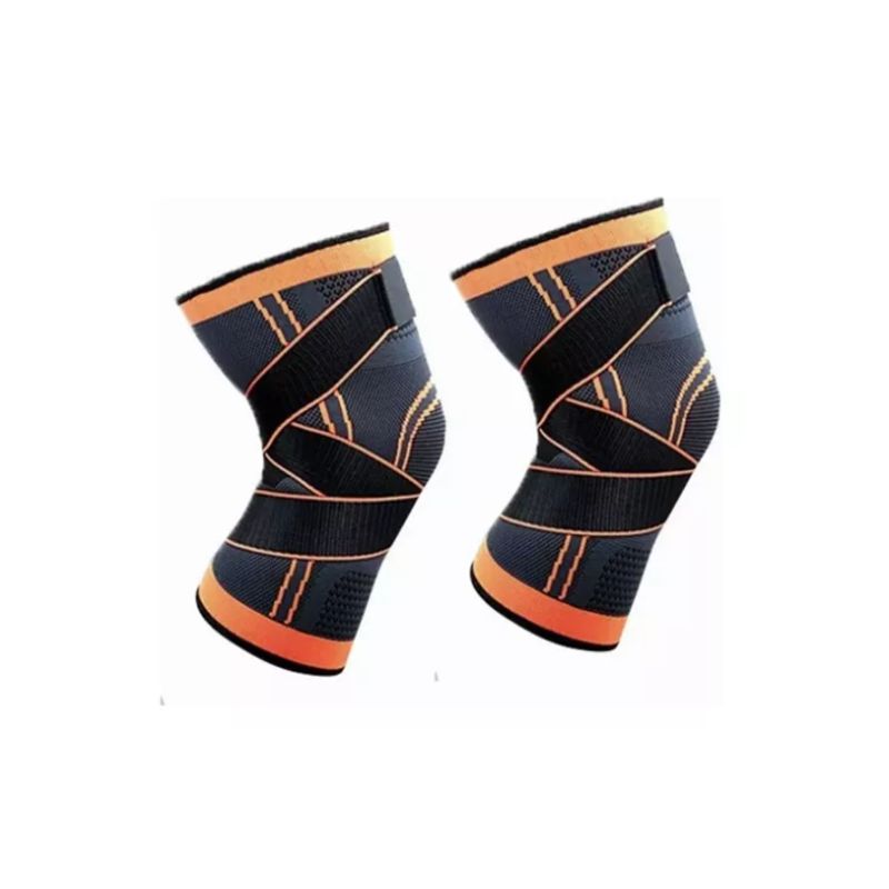 GENERICO - Un Par Rodillera Elastica Compresion Gym Correr Deportes Naranja