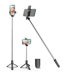 GENERICO - Palo Selfie Tripode 1m De Celular Android IOS Bluetooth LED Negro