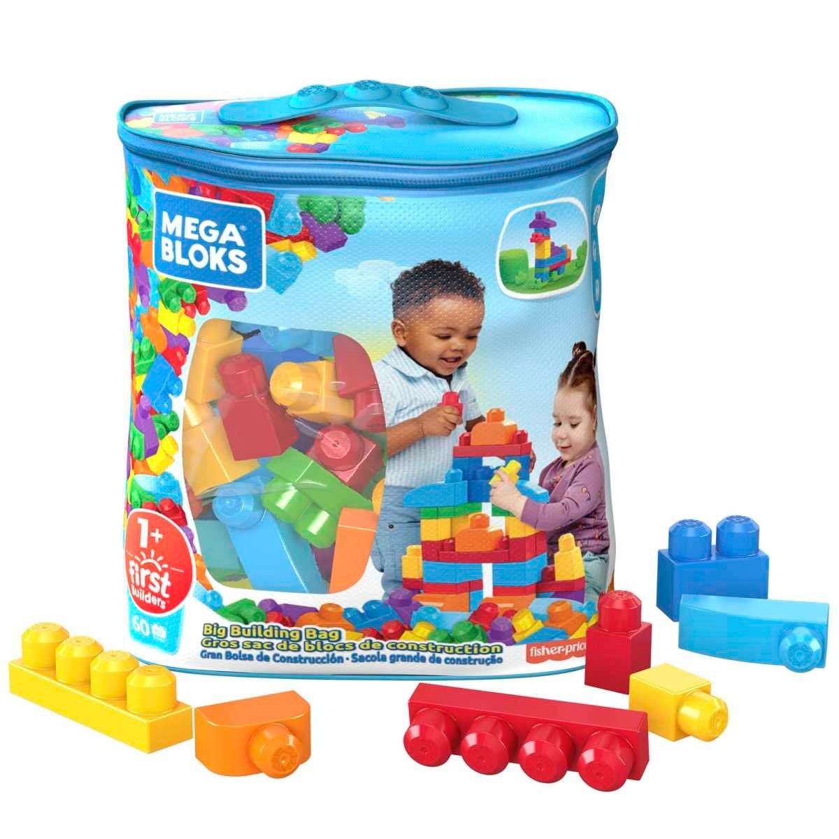 ANSALDO - Bloques MEGA BLOCK 60 piezas bolsa reutilizable