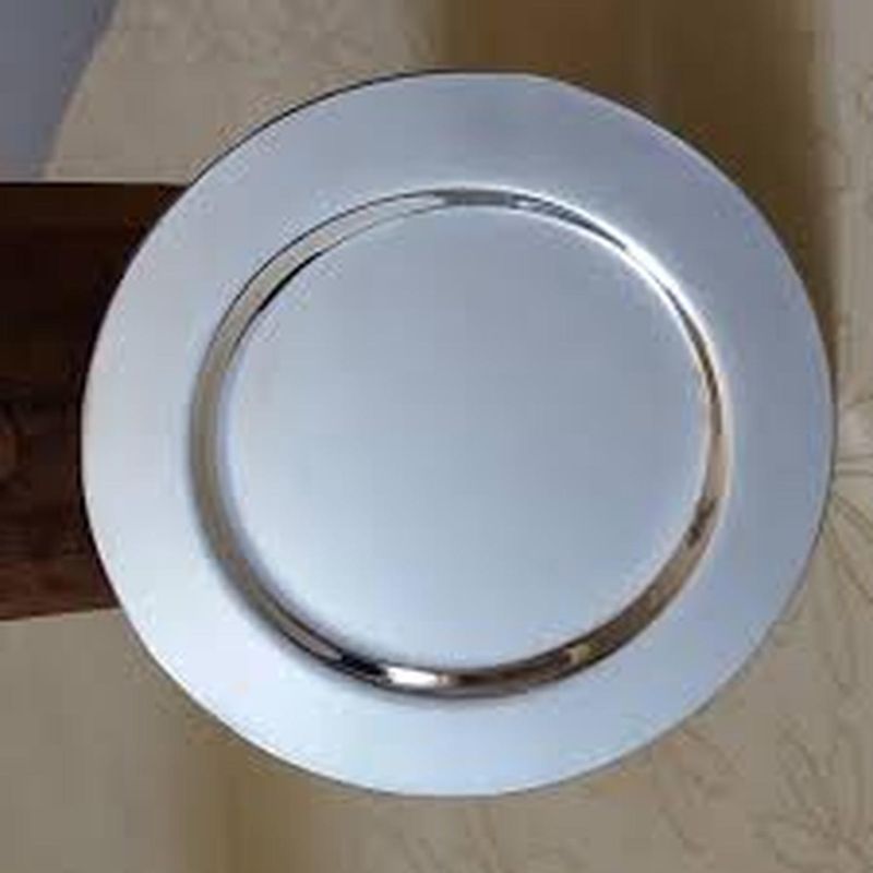 GENERICO - 6 Platos base liso plateado