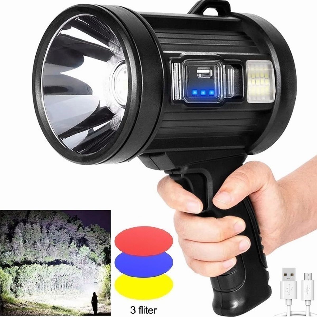 U BUY - Spotlight 90000 Lúmenes Linterna De Mano Led Spot Light A