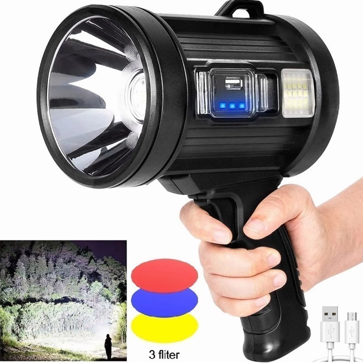 U BUY - Spotlight 90000 Lúmenes Linterna De Mano Led Spot Light A