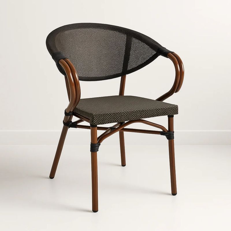KLIK - Silla Bistro Parisina Textileno con Reposabrazos Café Oscuro