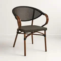 KLIK - Silla Bistro Parisina Textileno con Reposabrazos Café Oscuro