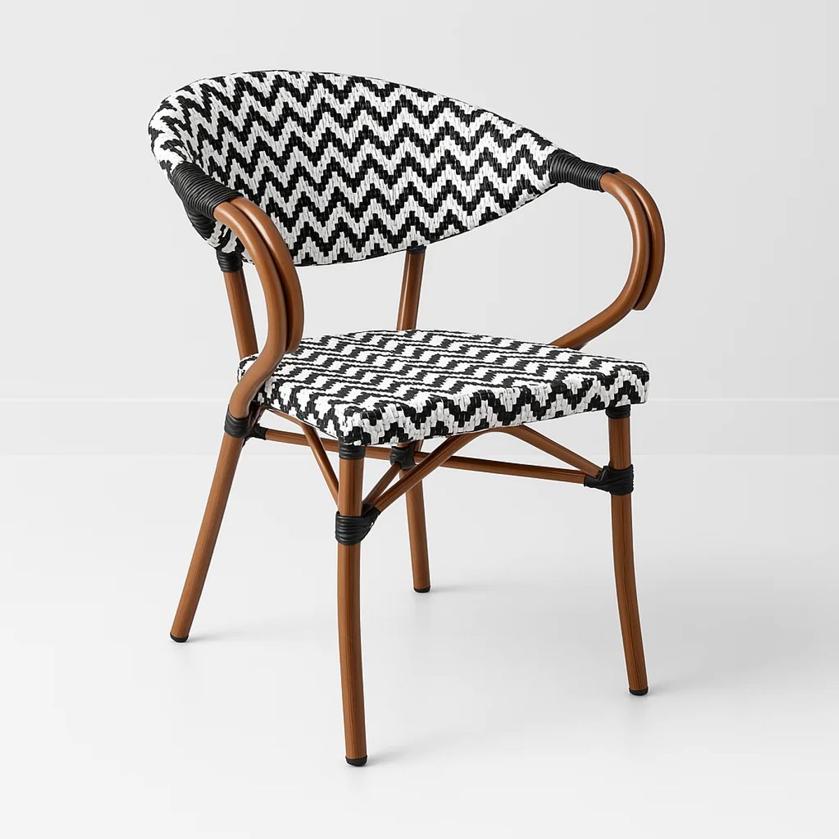 KLIK - Silla Bistro Parisina Rattan Reposabrazos de Madera Blanca con Negro