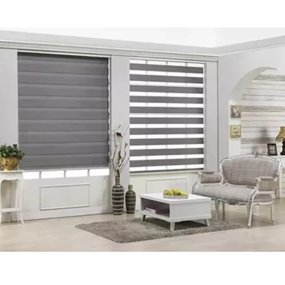 ESHOPANGIE - Cortina Roller Duo Zebra Dia Y Noche Persiana 100x180cm Gris