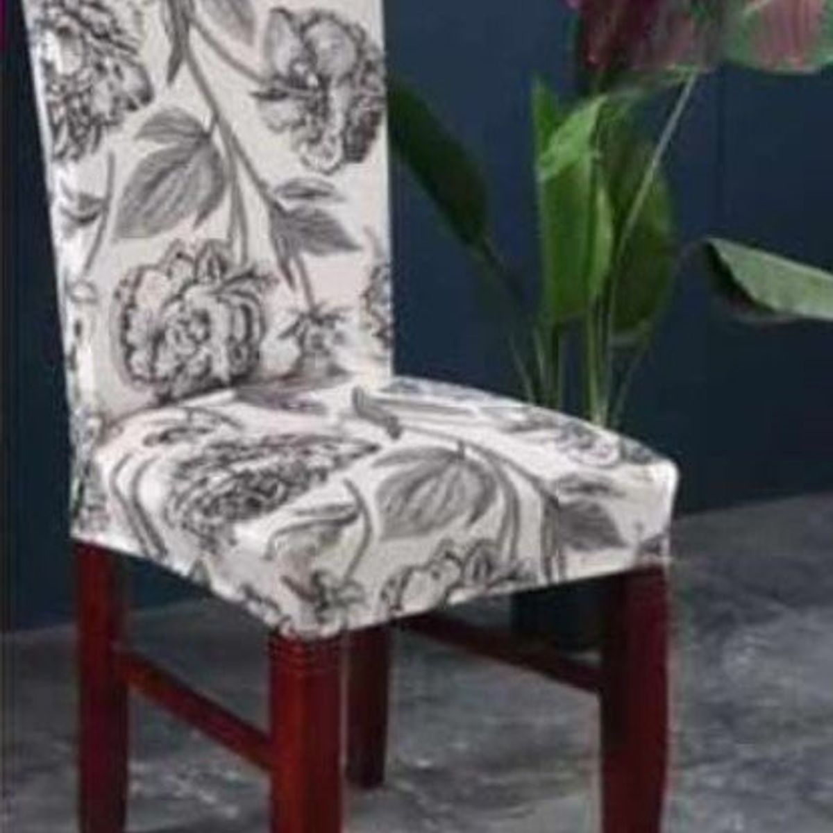 GENERICO - FUNDA ELASTICADA PARA SILLA CON DISEÑO ROSA BLANCA SET DE 8 WYM