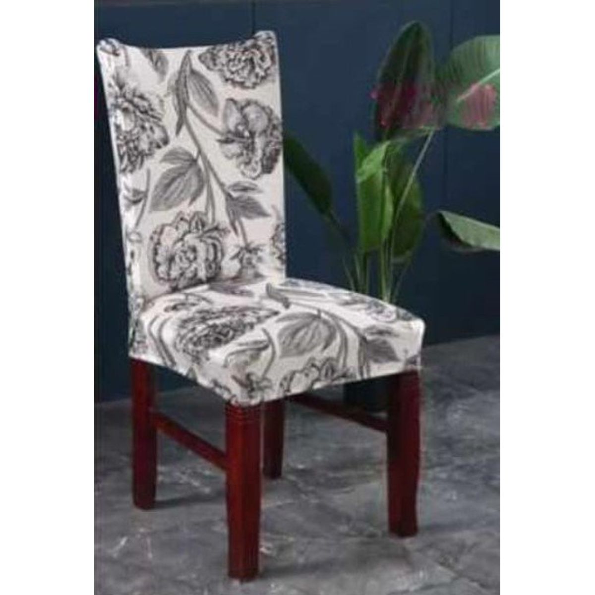 GENERICO - FUNDA ELASTICADA PARA SILLA CON DISEÑO ROSA BLANCA SET DE 8 WYM