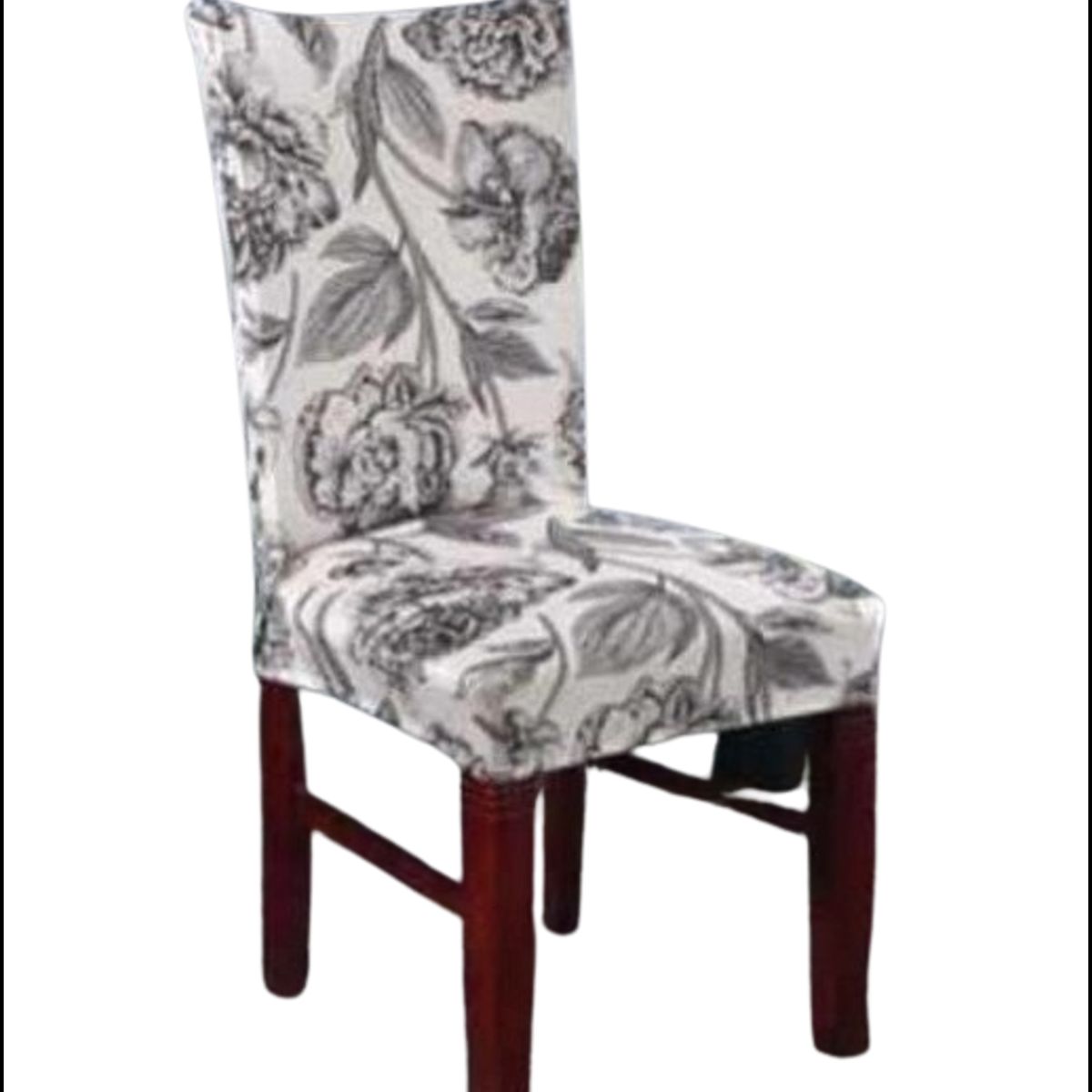 GENERICO - FUNDA ELASTICADA PARA SILLA CON DISEÑO ROSA BLANCA SET DE 8 WYM