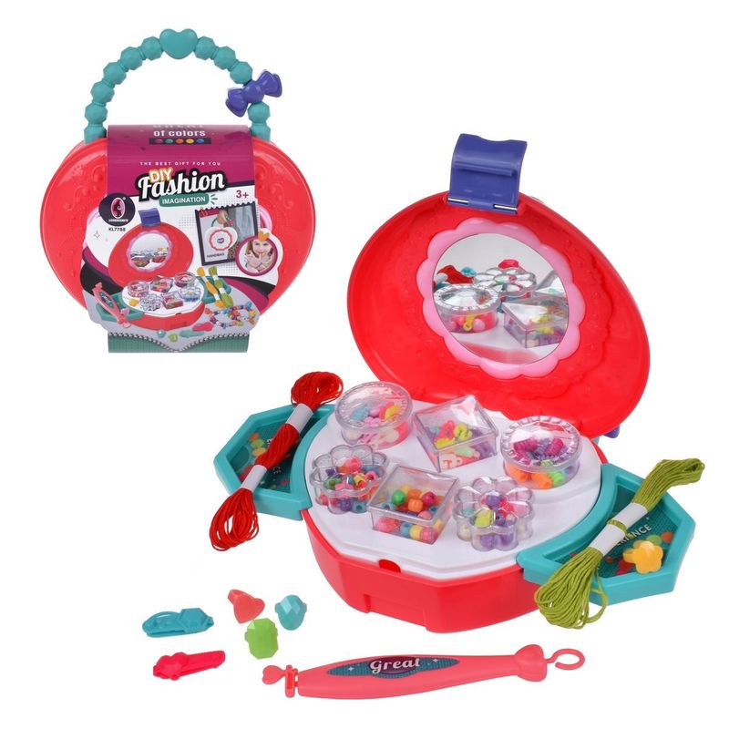 ANSALDO - Set De Mostacillas Con Cartera Y Espejo - Rosado
