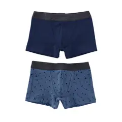 LEO - Paquete X 2 Bóxers en Algodón Para Niños 33155X2 Azul Estampado / Azul Claro