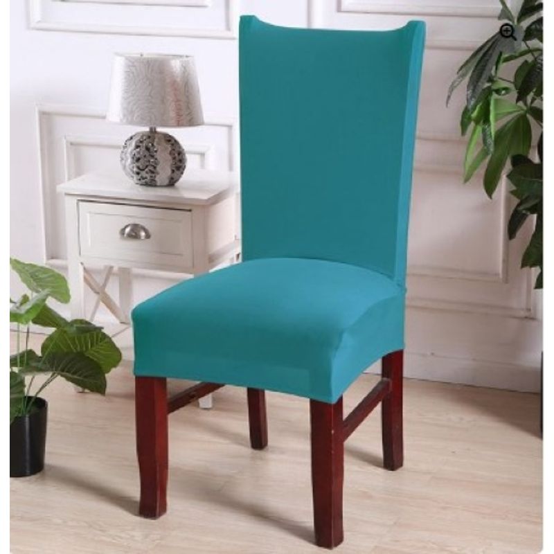 GENERICO - FUNDA ELASTICADA PARA SILLA UNICOLOR TURQUESA SET DE 8 WYM