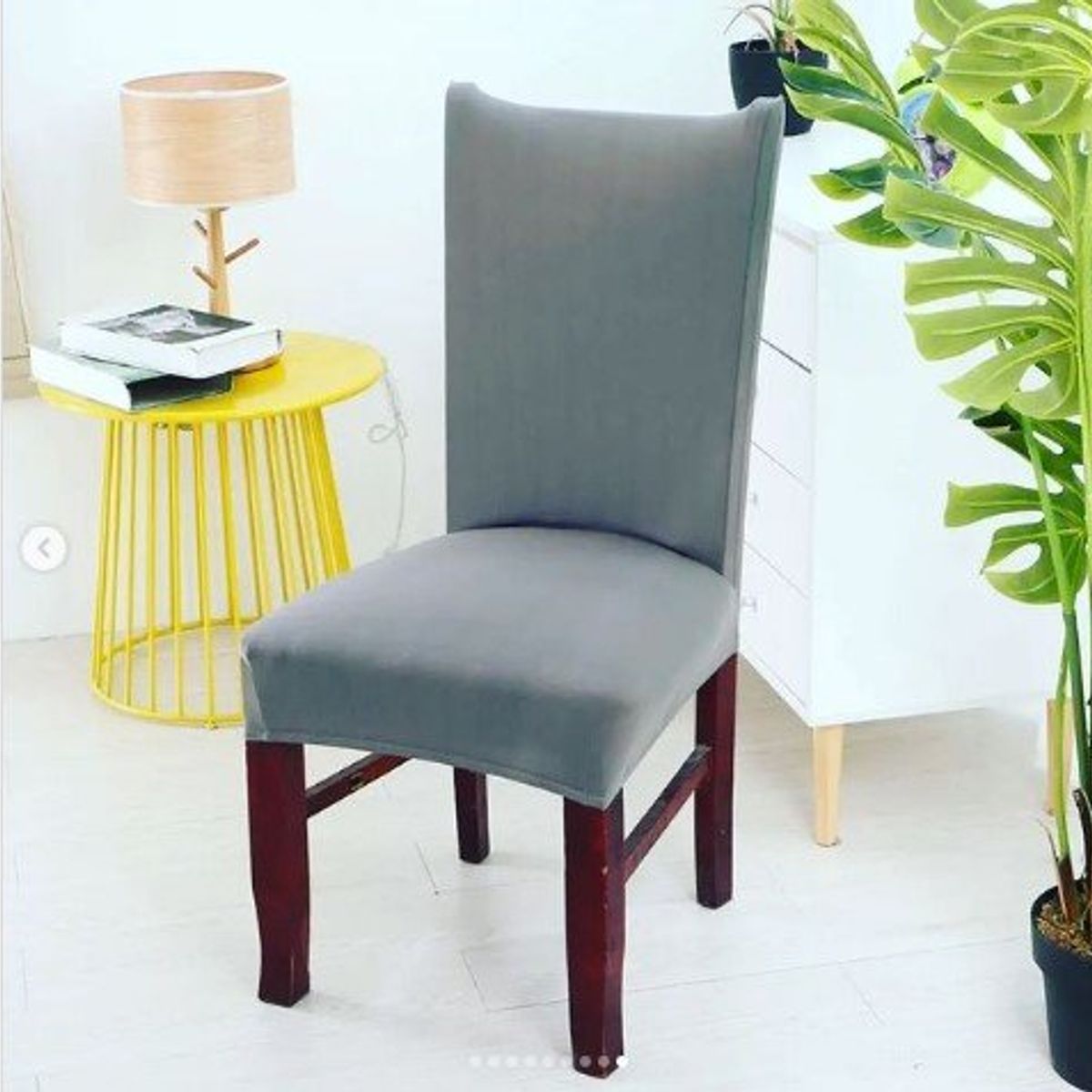 GENERICO - FUNDA ELASTICADA PARA SILLA UNICOLOR GRIS SET DE 8 WYM