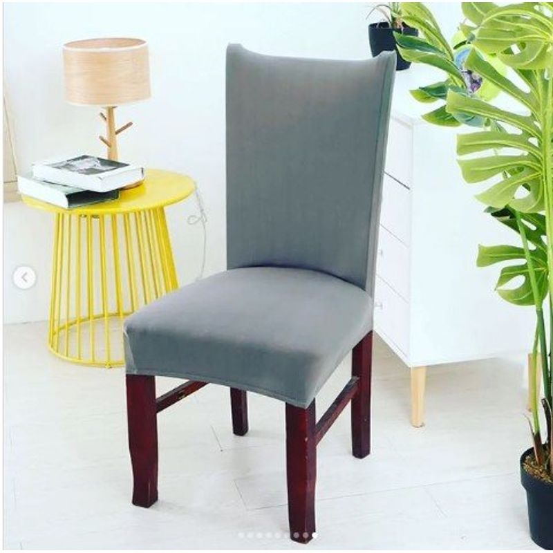 GENERICO - FUNDA ELASTICADA PARA SILLA UNICOLOR GRIS SET DE 8 WYM