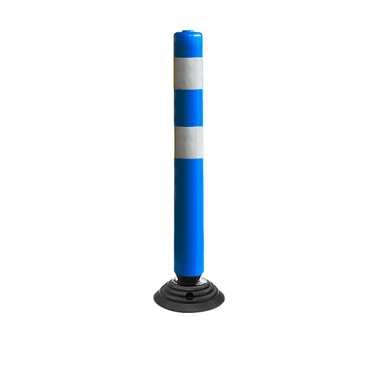 QRUBBER - Hito Vialidad PVC 83cm Abatible 2 cintas azul QRubber