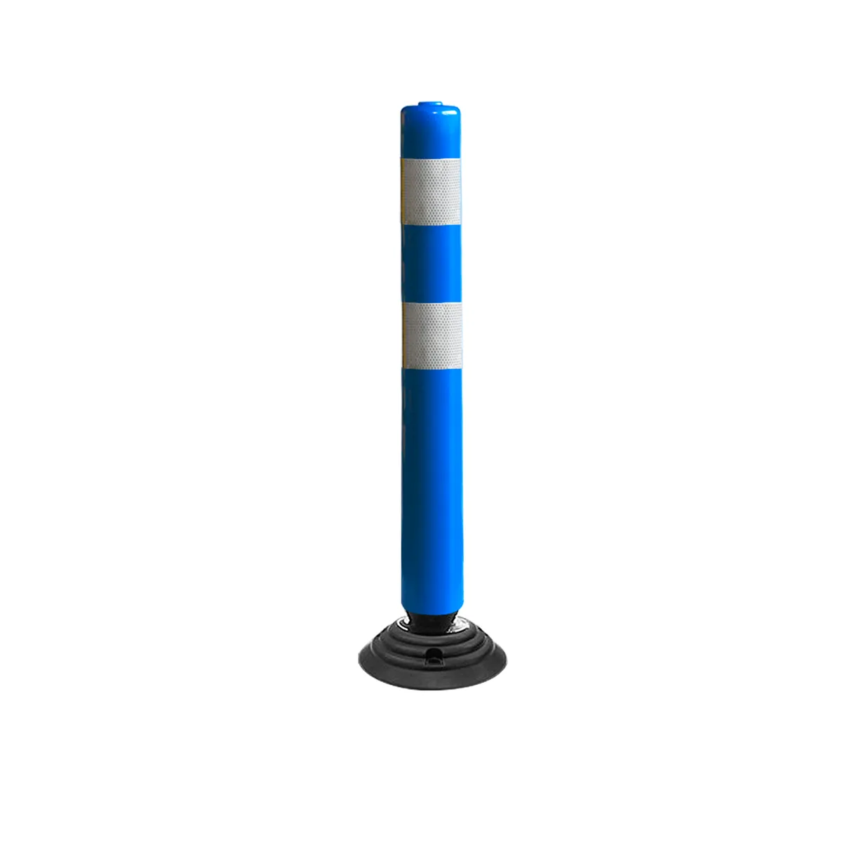 QRUBBER - Hito Vialidad PVC 83cm Abatible 2 cintas azul QRubber
