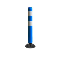 QRUBBER - Hito Vialidad PVC 83cm Abatible 2 cintas azul
