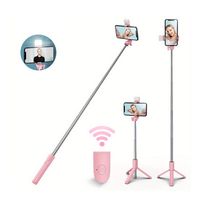 Palo Selfie Tripode 1m De Celular Android IOS Bluetooth LED Rosa