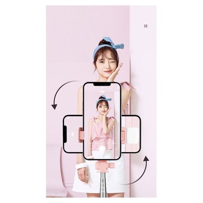 Imagen 2 del producto Palo Selfie Tripode 1m De Celular Android IOS Bluetooth LED Rosa