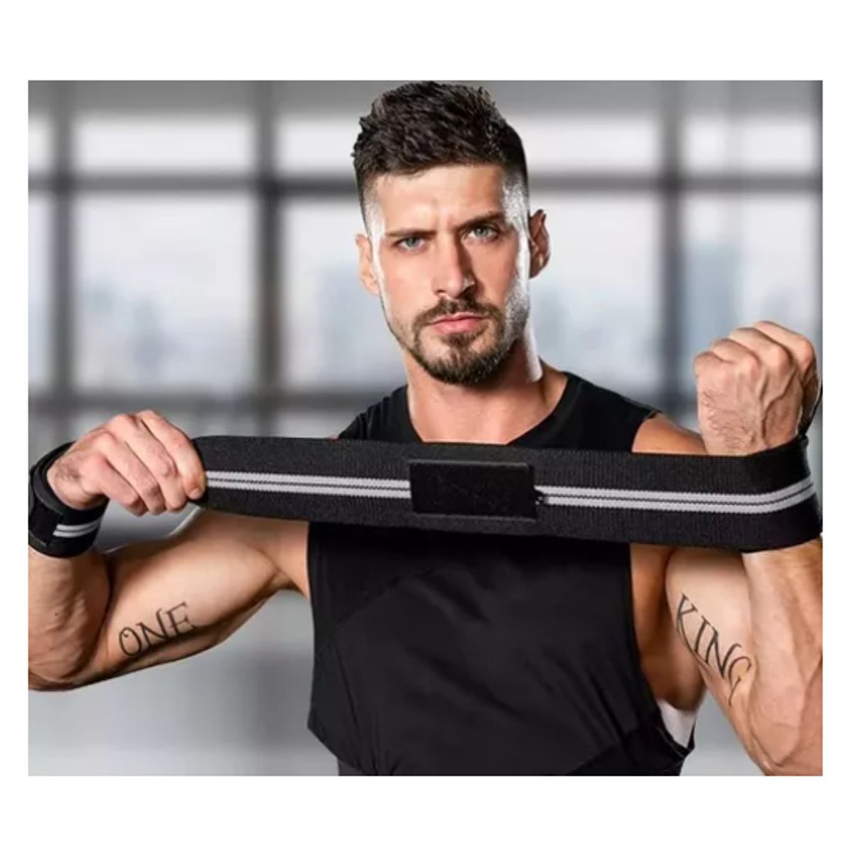 GENERICO - Muñequeras Deportivas Protector Levantamiento Pesas NEGRO CON GRIS