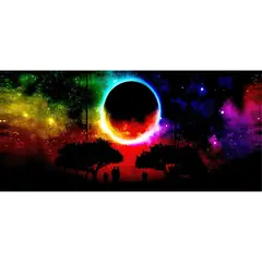 ID1SG IMPRESION DIGITAL1 - Cuadro decorativo Paisaje Tríptico " PLANETA NIBIRU" 70 x 150