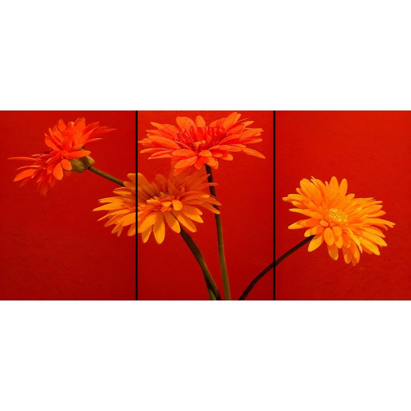 ID1SG IMPRESION DIGITAL1 - Cuadro decorativo  Flores Tríptico "4 GERBERAS" 70 x 150