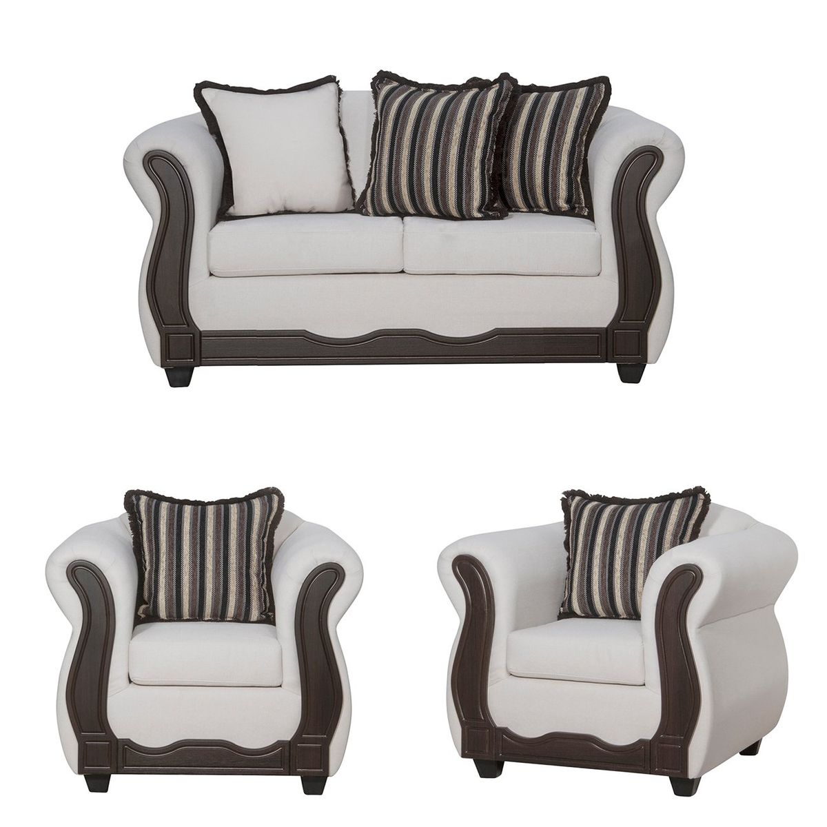 BLACK FACTORY - Juego de Living 2 1 1 Sofia Crudo