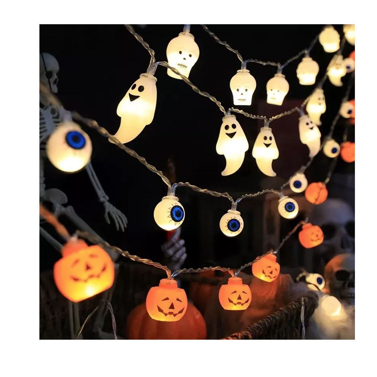 GENERICO - Luces Halloween Calabazas Fantasmas Adorno Guirnalda