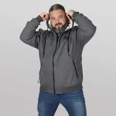 GANGSTER - Plus Polerón Full Zipper Sherpa Eternal Gris