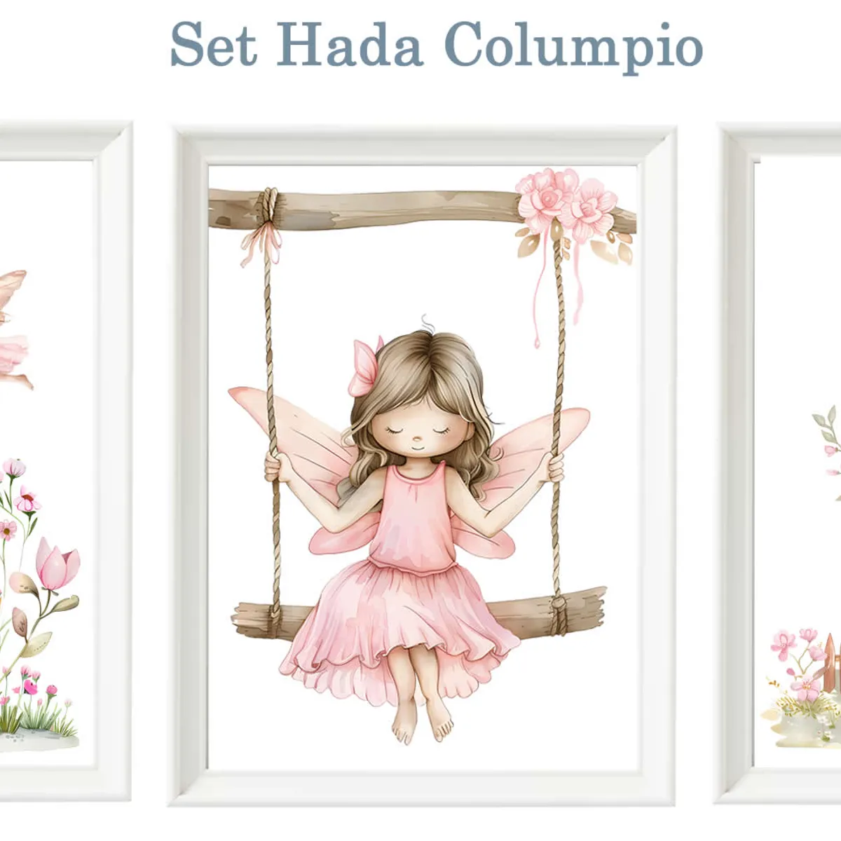 DECORACION CREATIVA - Set Cuadro Infantil niña - Hada Columpio