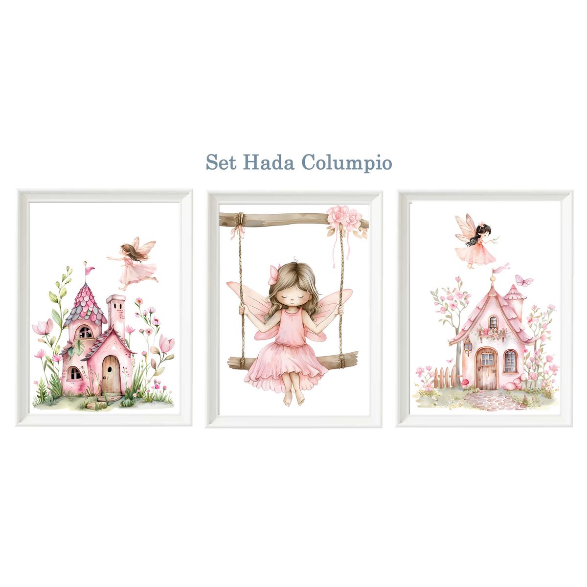 DECORACION CREATIVA - Set Cuadro Infantil niña - Hada Columpio