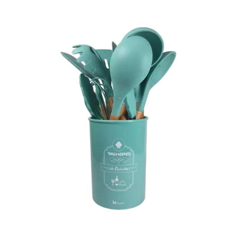 GENERICO - Kit de 12 Utensilios de Silicona con Soporte para Cocina