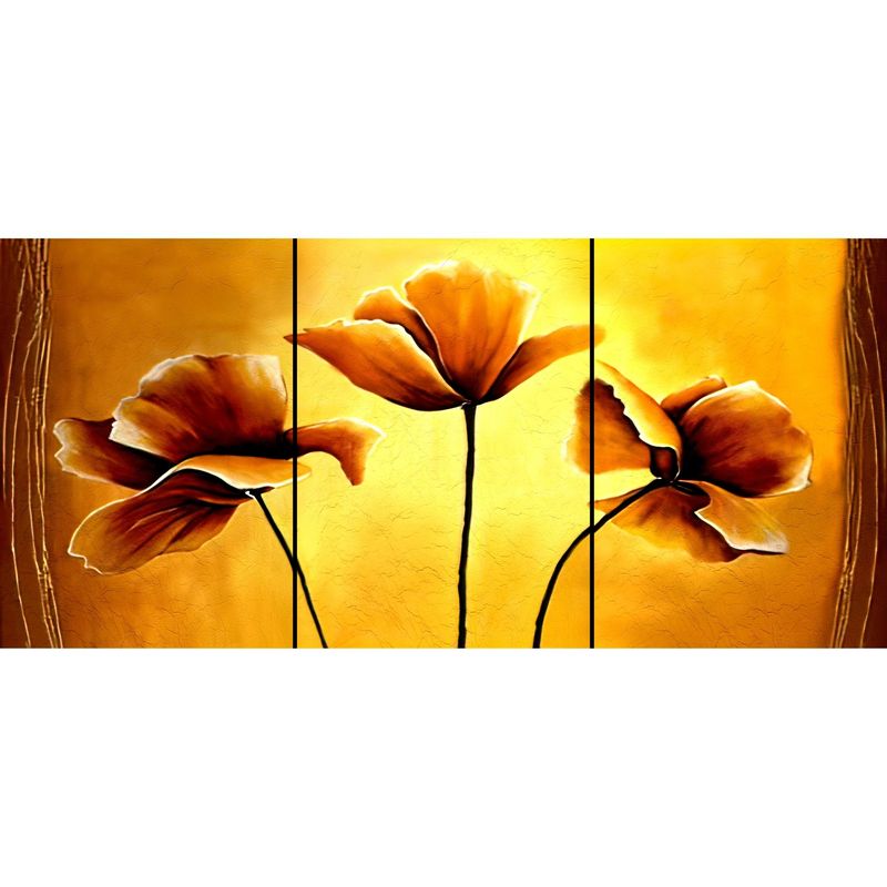 ID1SG IMPRESION DIGITAL1 - Cuadro Decorativo Tríptico Flores " AMAPOLAS AMARAILLAS" 70 x 150
