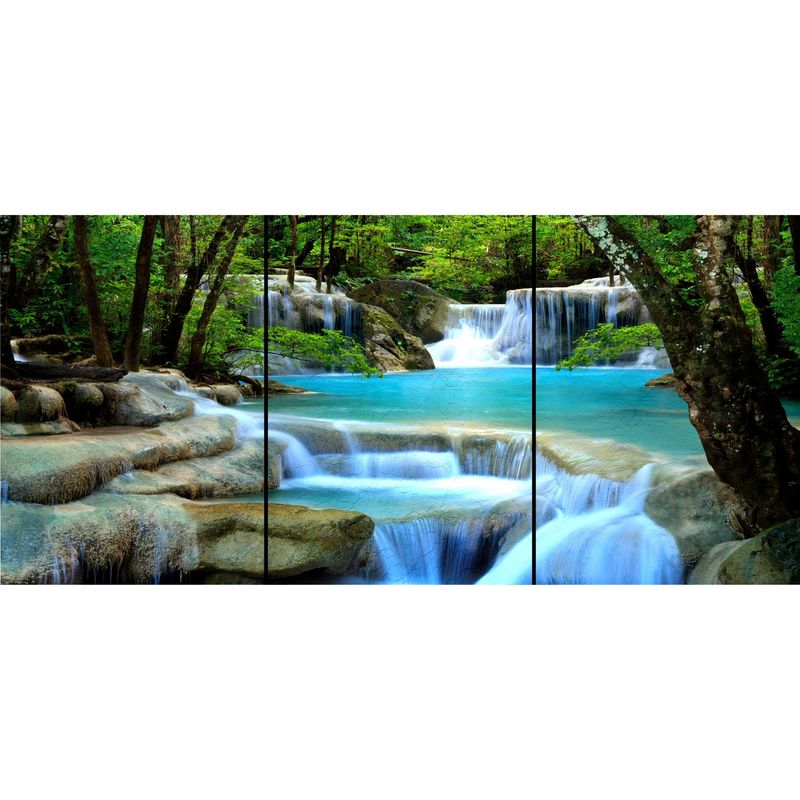 ID1SG IMPRESION DIGITAL1 - Cuadro Decorativo Tríptico Paisaje "AGUAS TURQUESA" 70 x 150