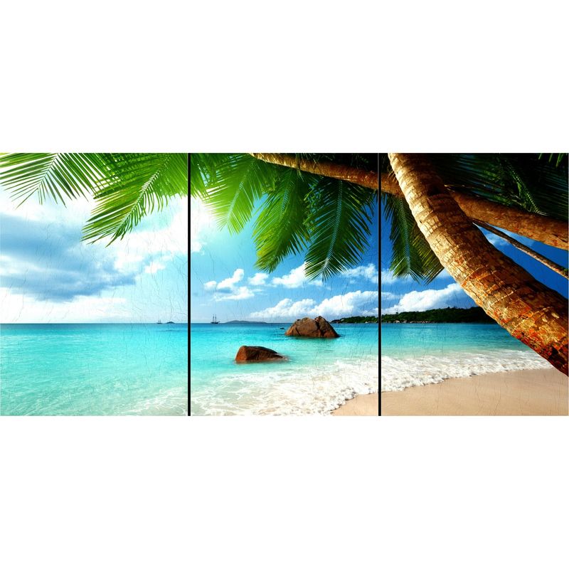 ID1SG IMPRESION DIGITAL1 - Cuadro Decorativo Tríptico Paisaje "PLAYA LINDA" 70 x 150