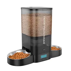GENERICO - Dispensador Automático Comida Gato Doble Plato 5 L Negro
