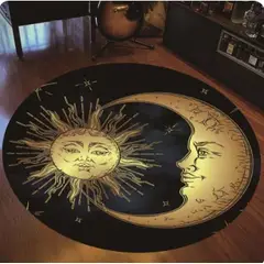 GENERICO - ALFOMBRA REDONDA ANTIDESLIZANTE 160X160 DISEÑO 3D LUNA Y SOL WYN