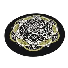 GENERICO - ALFOMBRA REDONDA ANTIDESLIZANTE 160X160 DISEÑO 3D MANDALA DORADO WYN