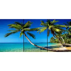 ID1SG IMPRESION DIGITAL1 - Cuadro Decorativo Tríptico Paisaje "PLAYA 2 PALMERAS" 70 x 150