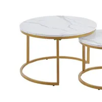 Mesas de centro redondas tipo nido blanco simil marmol