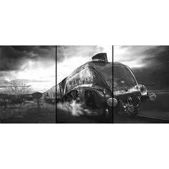 ID1SG IMPRESION DIGITAL1 - Cuadro Decorativo Tríptico Tren "EXPRESO VAPOR VELOZ" 70 x 150