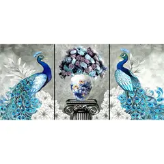 ID1SG IMPRESION DIGITAL1 - Cuadro Decorativo Tríptico "PAVOS Y JARRÓN" 70 x 150
