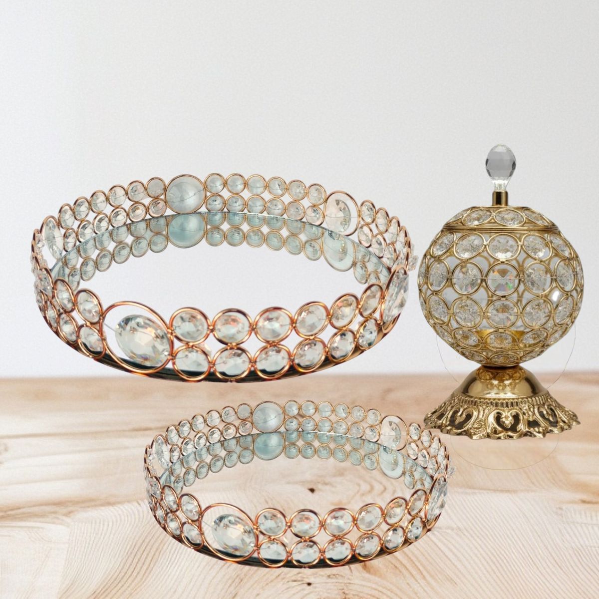 GENERICO - Elegante Set 3 Piezas Deco Candy Bar - Metal - Vidrio y Perlas