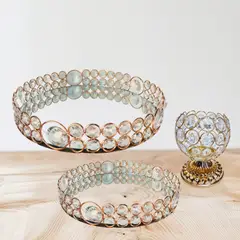 GENERICO - Elegante Set 3 Piezas Deco Candy Bar - Metal - Vidrio y Perlas