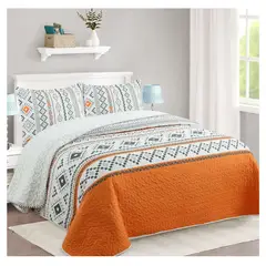 COMPRAPO - Cubrecama Quilt Sherpa King Mod. Etnic Desert + 2 Fundas 50x70 Cm.