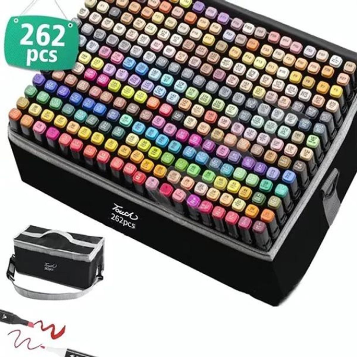 GENERICO - Set 262 Marcadores Lápices Colores Touch Doble Punta + Bols